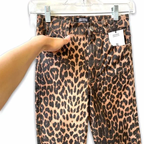 ZARA Leopard Print High Rise Skinny Jeans - Picture 5 of 11
